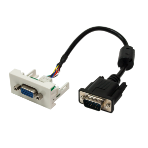 22.5x45 Mosaic insert with VGA D-SUB (HDB-15) female connector, and a cord with male connector, white